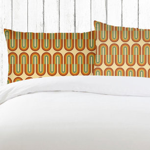 Muted Retro Seventies Rainbow Pattern Pillowcase