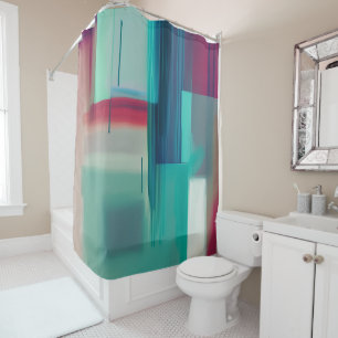 Muted retro tones abstract shower curtain