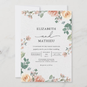 Muted Rose Arch Floral Wedding Invitation