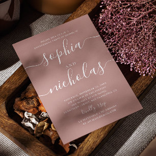 Muted Rosewood Engagement Party   Romantic Pink Invitation