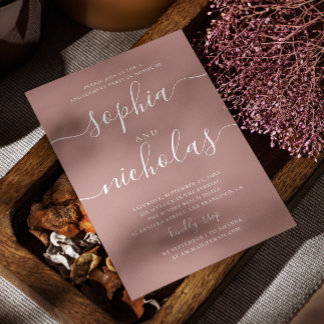 Muted Rosewood Engagement Party | Romantic Pink Invitation