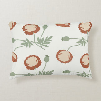 Muted Rust Poppy Floral Accent Lumbar Pillow