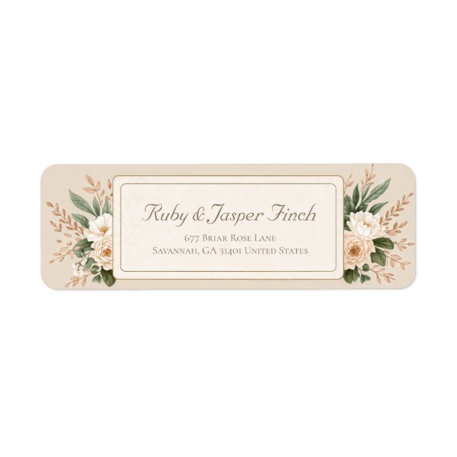 Muted Sage Botanical Gold Frame Return Address (Front)