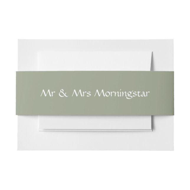 Muted Sage Green Invitation Belly Band (Front Example)