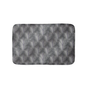 Muted Shades Of Grey Floral Nature Pattern Bath Mat