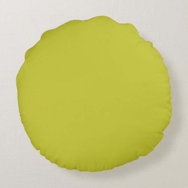 Muted soft yellow Green solid plain colour Custom Round Cushion (Back)