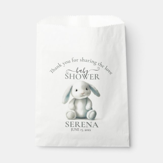 Muted Stuffed Bunny BABY SHOWER Favour Bags (Front)