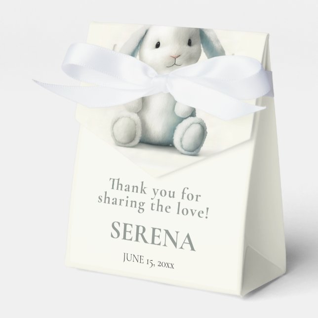 Muted Stuffed Bunny BABY SHOWER Favour Box (Front Side)