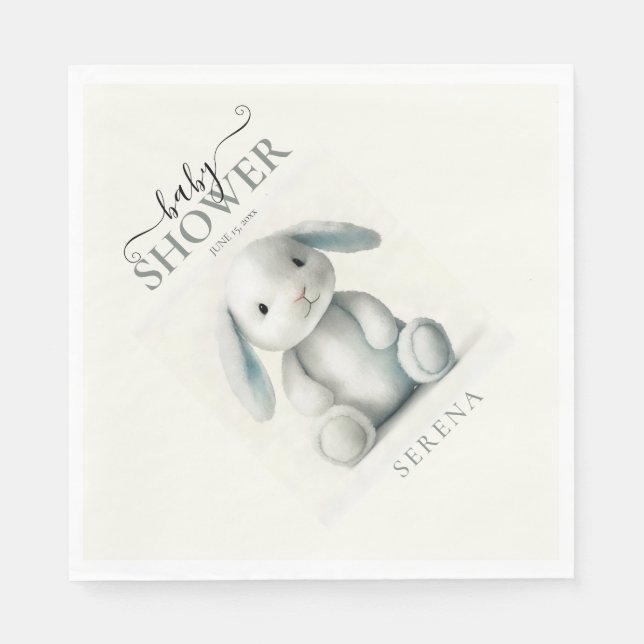 Muted Stuffed Bunny BABY SHOWER Napkin (Front)