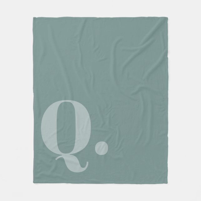 Muted Teal Letterform Fleece Blanket (Front)