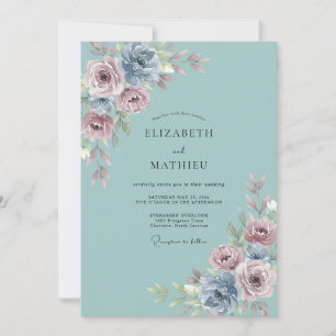 Muted Teal Serene Spring Wedding Invitation
