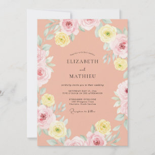 Muted Terracotta Peony Wedding Invitation