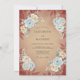 Muted Terracotta Steel Painted Wedding Invitation