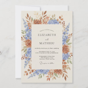 Muted Terracotta Wildflower Wedding Invitation