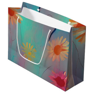Muted tones abstract sunflowers large gift bag
