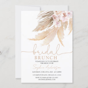 Muted Tones Bohemian Pampas Grass Bridal Brunch Invitation