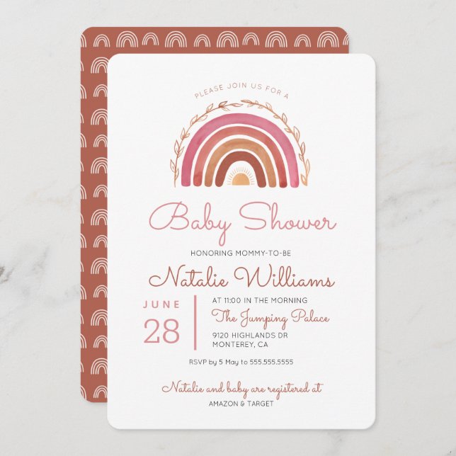 Muted Tones Boho Rainbow Baby Shower Invitation (Front/Back)