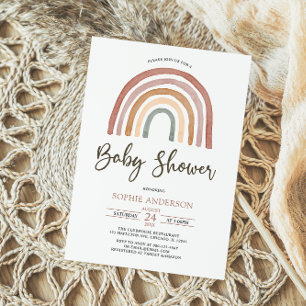 Muted Tones Boho Rainbow Baby Shower Invitation