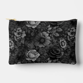 Muted Tones of Grey Floral Accessory Pouch