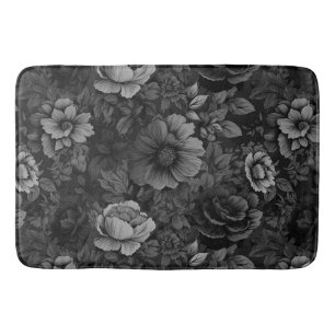 Muted Tones of Grey Floral Bath Mat
