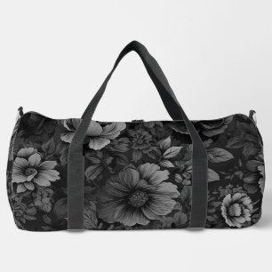 Muted Tones of Grey Floral Duffle Bag