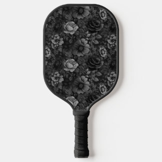 Muted Tones of Grey Floral Pickleball Paddle