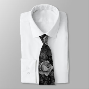 Muted Tones of Grey Floral  Tie