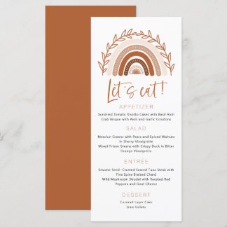 Muted Tones Terracotta Menu, Boho Rainbow Menu