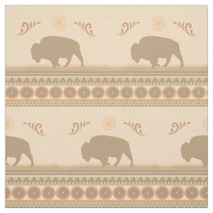 Muted tribal Bison Fabric