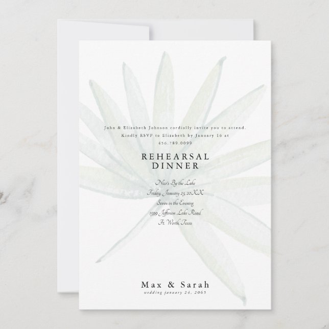 Muted Tropical Wedding Rehearsal  Invitation (Front)