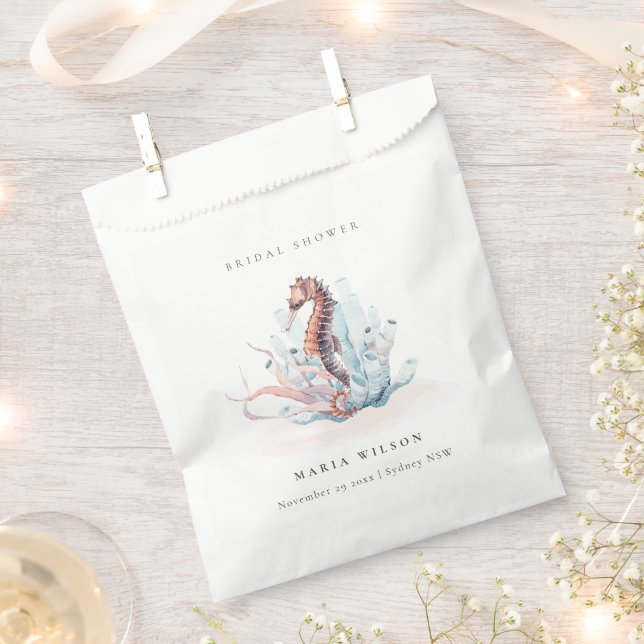 Muted Underwater Crab Coral Nautical Bridal Shower Favour Bags (Clipped)