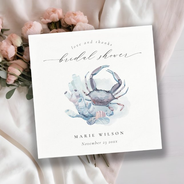 Muted Underwater Crab Coral Nautical Bridal Shower Napkin (Creator Uploaded)