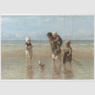 Muted Vintage Artwork Beach Scene Old World Tissue Paper