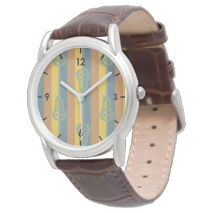 Muted Warm Colour Retro Lacrosse Sticks and Stripe Watch
