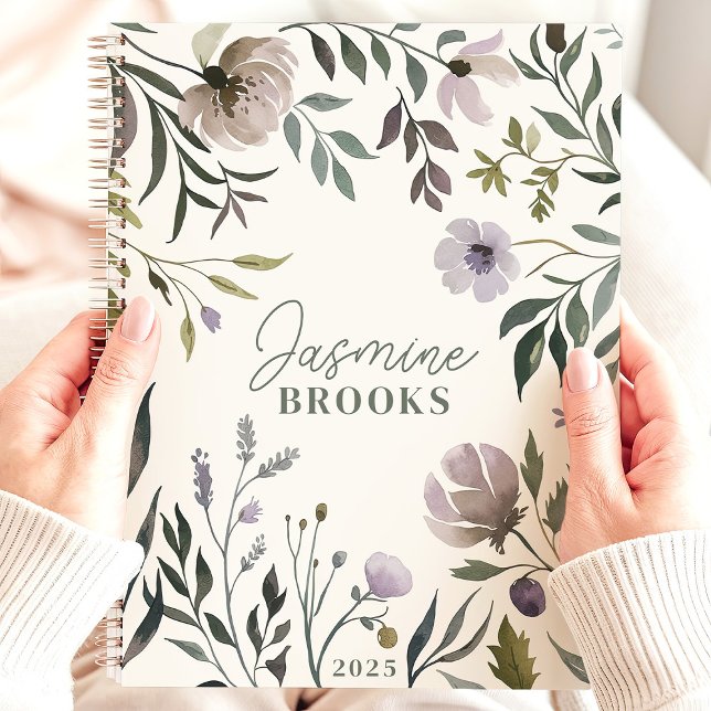 Muted Watercolor Floral 2025 Custom Name Planner (Creator Uploaded)
