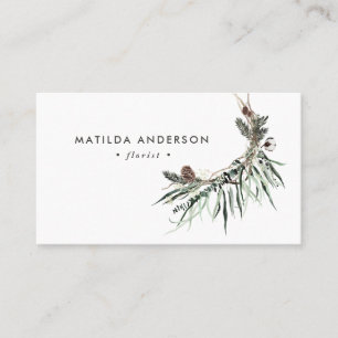 Muted watercolor floral florist elegant stylish bu business card