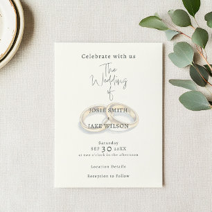 Muted wedding rings wedding invitation