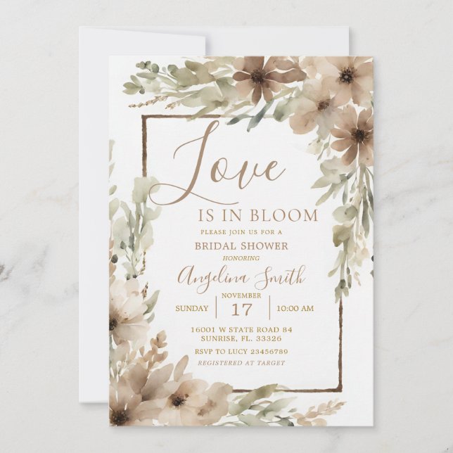 Muted Wildflower Bridal Shower Bridal Invitation (Front)