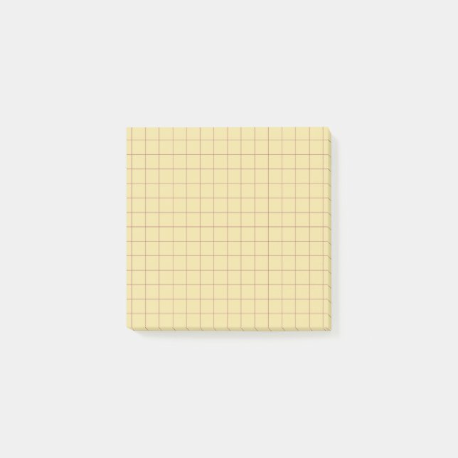 Muted Yellow Chequered Grid Minimalist Office  Post-it Notes (Front)