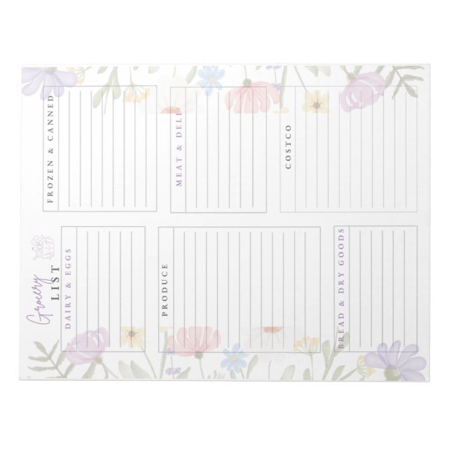 Muti- Store Grocery List Notepad (Front)
