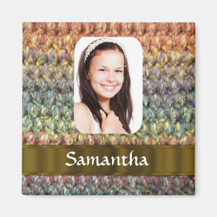 Muticolored wool photo template magnet