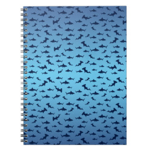 Mutilple Hammer Head Sharks Spiral Notebook
