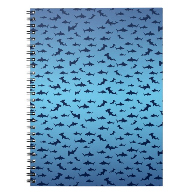 Mutilple Hammer Head Sharks Spiral Notebook (Front)