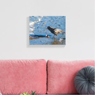 Mutiny Bay Crow Branch Blue Water Photography Canvas Print