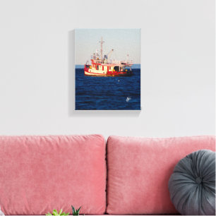 Mutiny Bay Tugboat Portrait Water Photography Canvas Print