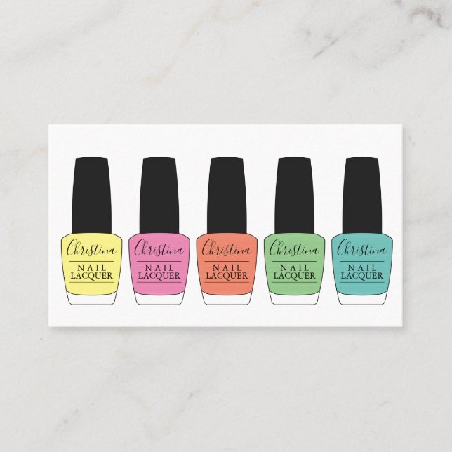 Mutli Colour Nail Polish Bottles Business Card (Front)