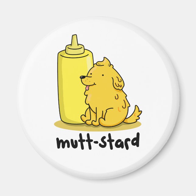 Mutt-stard Cute Doggy Mustard Pun Magnet (Front)