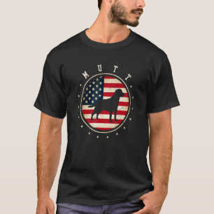 Mutt Usa Flag 4th July Dog Mum Dad T-Shirt