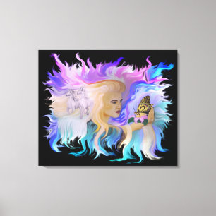 Mutter Natur mit Pferd und Schmetterling Canvas Print