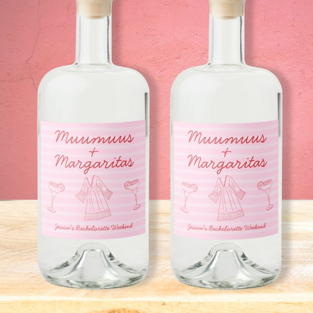 Muumuus & Margaritas Pink & Red Bachelorette Liquor Bottle Label (Muumuus & Margaritas Pink & Red Bachelorette Liquor Bottle Label)